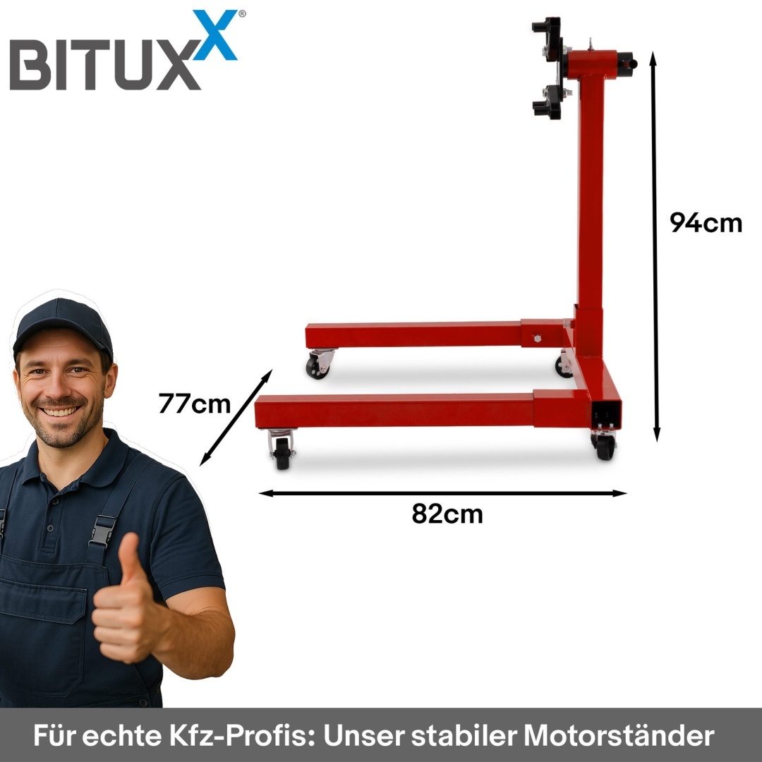 Stojan na motor 570 kg otočný mobilní dílenský 4 kola 360° 19868